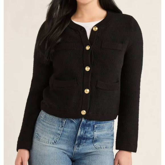 Free Assembly Womens Welt Pocket Cardigan Sweater Black Soot Size XXL (20) - Picture 3 of 8